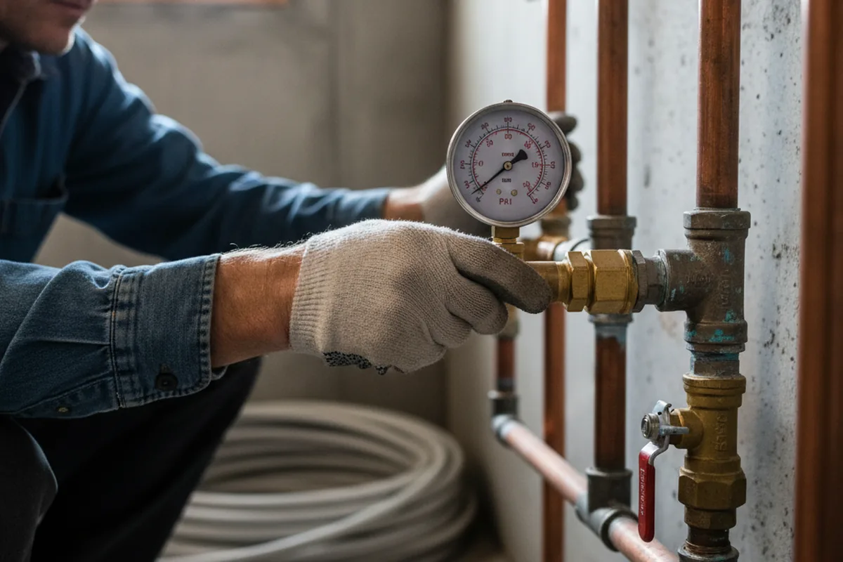 Pressure testing a repaired line during Water Line Repair in South Williamson